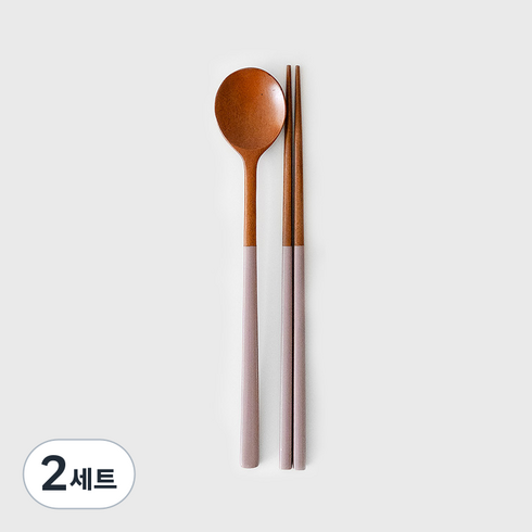 니코트 우드 라운드 수저세트, 바이올렛, 숟가락 + 젓가락, 2세트