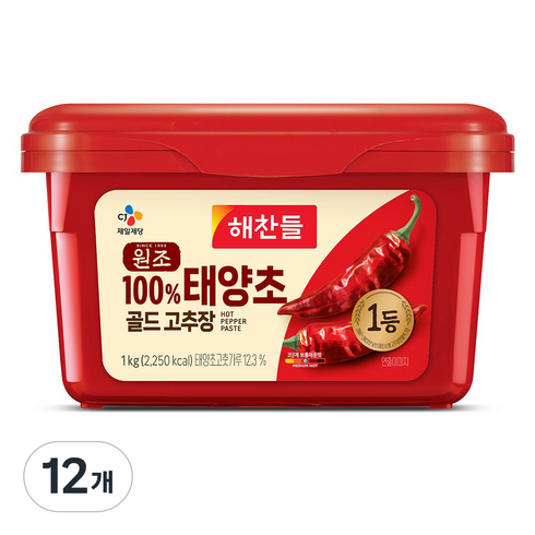 해찬들 태양초 골드 고추장, 1kg, 12개