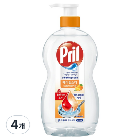 프릴 시크릿 오브 베이킹소다 플러스 상큼한 오렌지향, 4개, 700ml