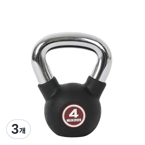 멜킨스포츠 아이언 케틀벨, 블랙 + 실버, 4kg, 3개
