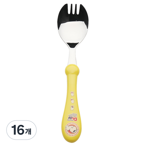 블룸엣홈 아동용 두기 포크숟가락, 노랑, 단품, 16개