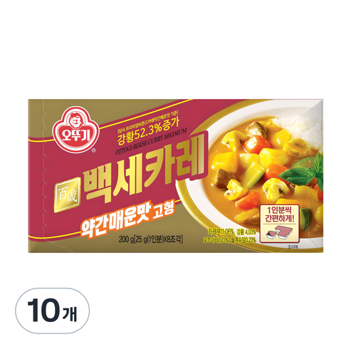 오뚜기 백세카레 고형 약간매운맛, 200g, 10개