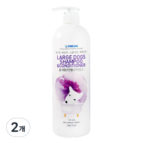 포켄스 중대형견용 샴푸 앤 린스, 1L, 1개입, 2개