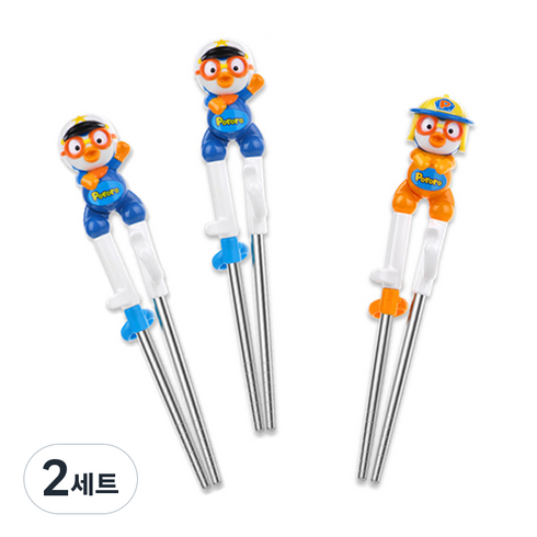 에디슨 경찰 앤 소방관 뽀로로 스텐 교정젓가락 2단계 오른손용, 경찰 + 경찰 + 소방관, 2세트