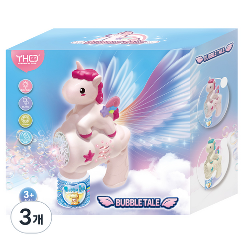 씽크토이 씽크 버블버블 유니콘 버블건, 3개, 혼합색상