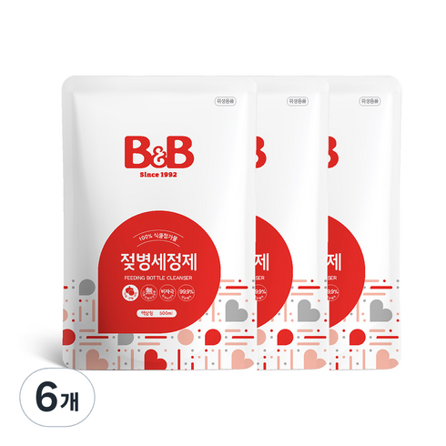 비앤비 액상형 젖병세정제 리필 허브향, 500ml, 6개