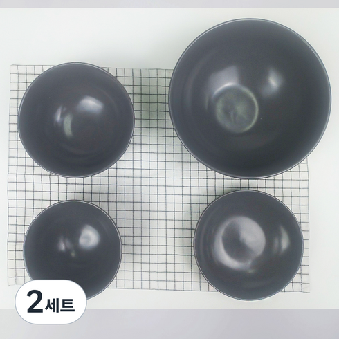 파울러스 솔 한식기 세트 4p, 그레이, 2세트, 공기 + 대접 + 찬기 중 + 면기
