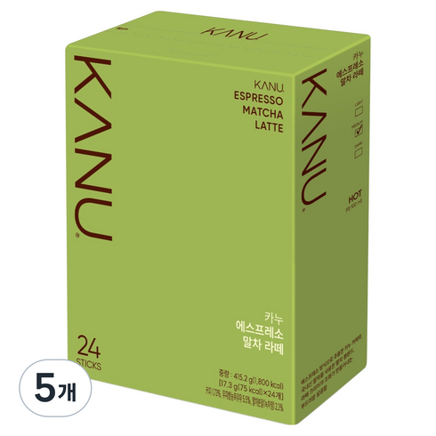 카누 에스프레소 말차 라떼 커피믹스, 17.3g, 24개입, 5개