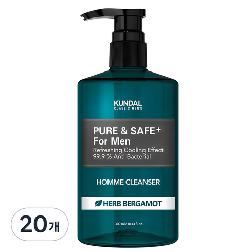 쿤달 퓨어 앤 세이프 쿨링 남성청결제, 300ml, 20개