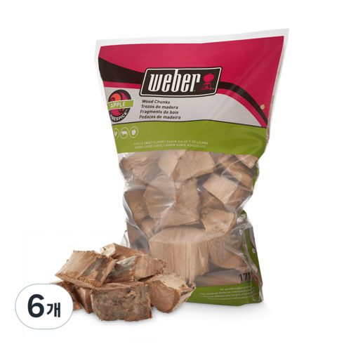 웨버 훈연 청크 사과, 2kg, 6개