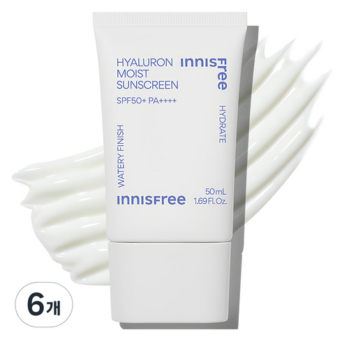 이니스프리 히알루론 수분 선크림 SPF50+ PA++++, 50ml, 6개