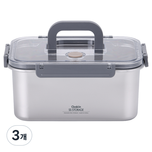 쿠킨 핸디형 스텐 김치통, 3개, 3.9L