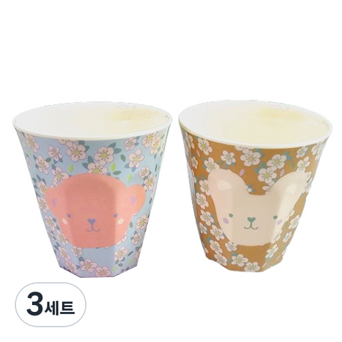 라이스 유아용 컵 소 2종 세트, 원숭이, 아기곰, 3세트, 170ml