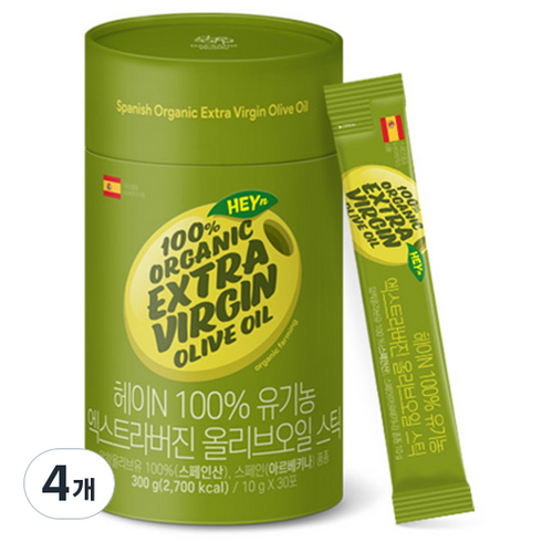 대상웰라이프 헤이N 유기농 엑스트라버진올리브오일 스틱 30p, 300g, 4개