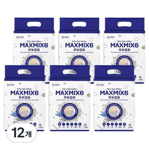 내꼬냥 고양이 프리미엄 두부벤토 모래 6in1 MAXMI6, 2.5kg, 12개, 무향