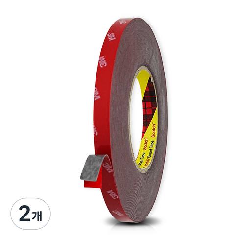 쓰리엠 아크릴 폼 하이패스 부착 고내열 양면테이프 그레이 20mm x 11m, 2개