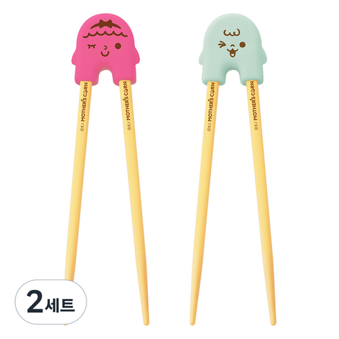 마더스콘 라이스투씨유 교정젓가락, 핫핑크 + 민트, 2세트