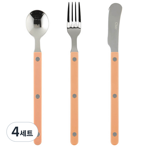 메종오브제 파르베 1인 디저트 3종 세트, 누드핑크, 티스푼 + 티포크 + 버터나이프, 4세트