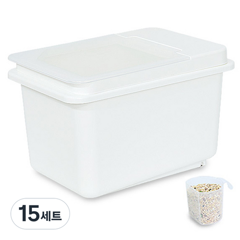 리빙선데이 국산 라이스빈 쌀통 10kg, 화이트, 15세트