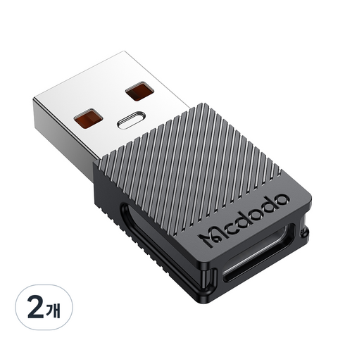 맥도도 5A C타입-USB-A 2.0 OTG 젠더, 29.5mm, 블랙, 2개