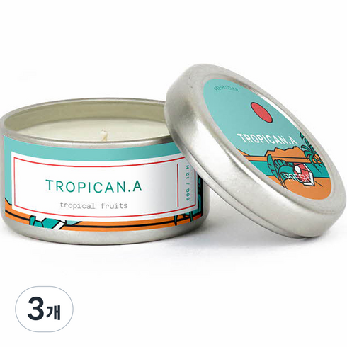 PRESH 소이 캔들 향초 스몰, TROPICANA tropical fruits, 3개, 60g