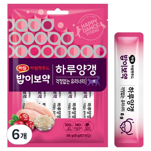 하림펫푸드밥이보약 고양이 하루양갱 걱정없는 유리너리 간식, 닭가슴살, 56g, 6개