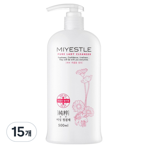 미에뜰 약산성 순수 여성청결제, 500ml, 15개
