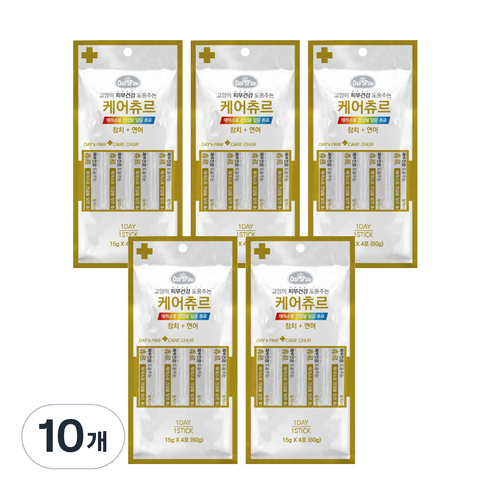 데이스포 건강을 담은 짜먹는 간식 고양이 간식, 참치 + 연어, 60g, 10개