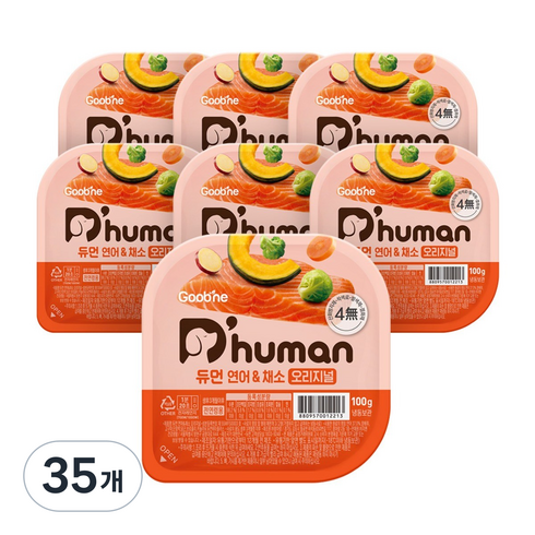 듀먼 전연령용 강아지 오리지널 화식사료, 연어+채소, 100g, 35개