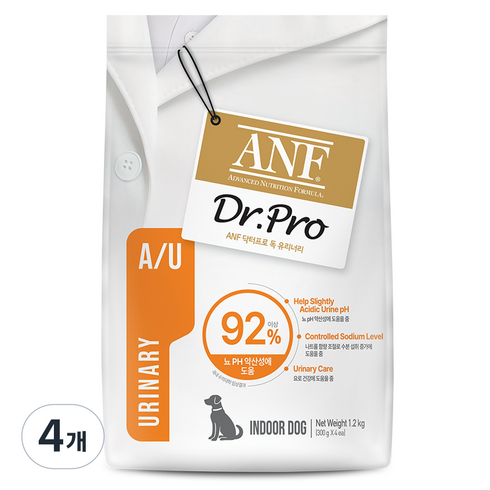 ANF 닥터프로 독 처방식 사료, 유리너리+결석, 1.2kg, 4개