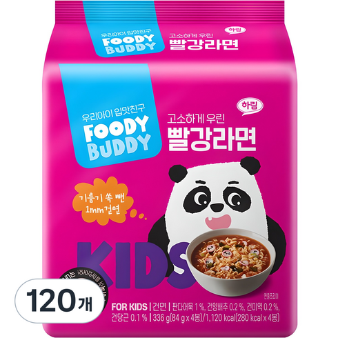 푸디버디 빨강라면, 84g, 120개