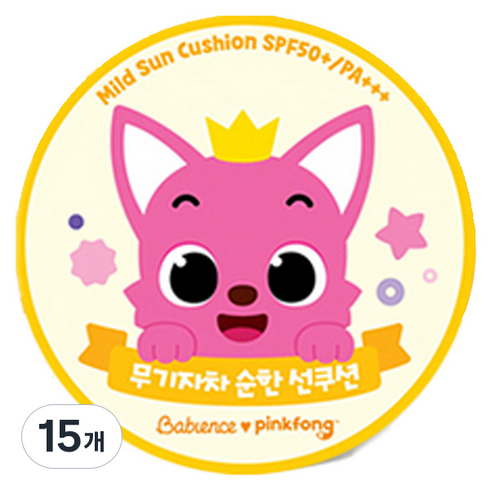 베비언스 유아용 핑크퐁 무기자차 선쿠션 SPF50+ PA+++, 15g, 15개