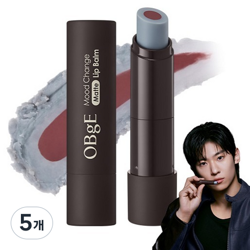 OBge 무드 체인지 매트 립밤 4g, 뉴트럴 레드, 5개
