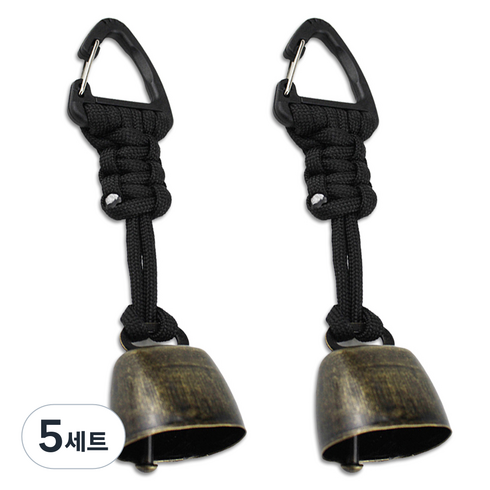 얼리포츠 캠핑 배낭종 등산 삼각 카라비너 도어종 2p 세트, 블랙, 5세트
