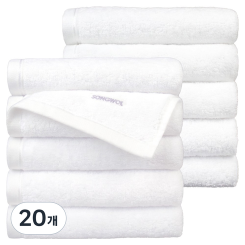 송월타월 컬러풀 호텔수건 170g 30수 코마사, 화이트, 20개