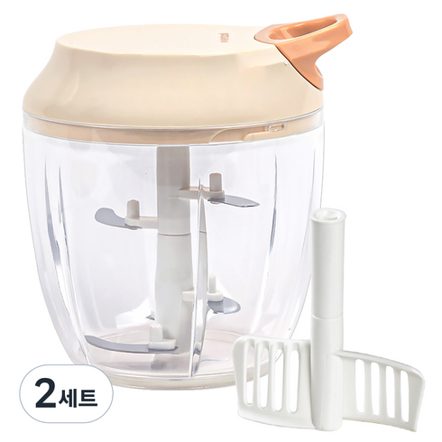 비벤자디 스타터 야채 다지기 900ml 차퍼 거품기 올인원 세트, 혼합색상, 2세트
