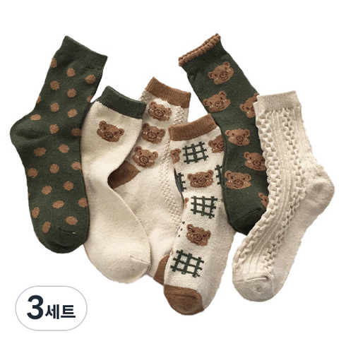 해시그라운드 D24 테디 양말 6종 세트, 3세트