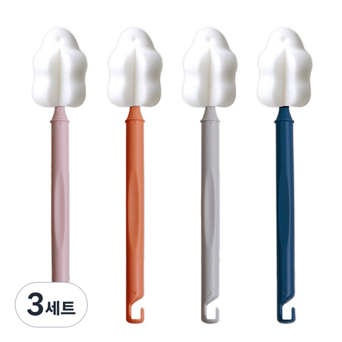 슈베스 국내 제조 와이드폼 세척솔 4종 세트, 핑크, 코랄, 그레이, 네이비, 3세트
