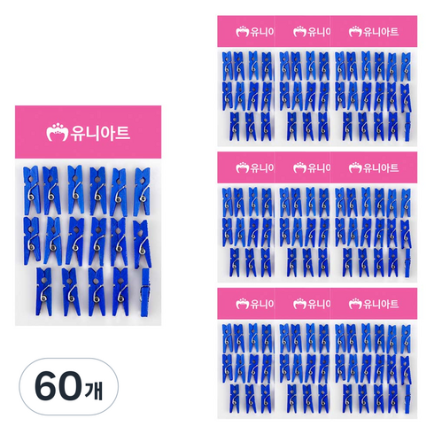 유니아트 1200 나무집게 소 17p, 파랑, 60개