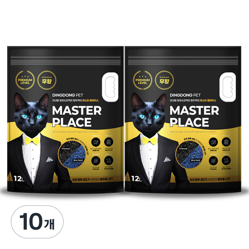 딩동펫 마스터 플레이스 미네랄 벤토나이트 고양이 모래, 12L, 10개, 무향