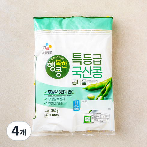 행복한콩 무농약 인증 국내산 콩나물, 340g, 4개