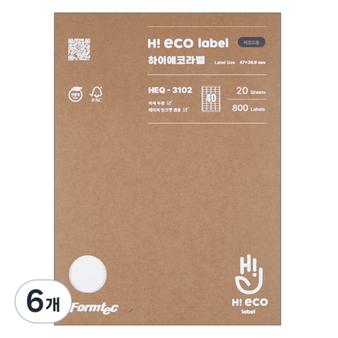 폼텍 하이에코 바코드용 라벨지 HEQ-3102, 40칸, 120개