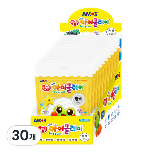 아이클레이 파우치 10p, 흰색, 50g, 30개