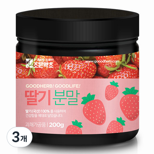 조은약초 동결건조 딸기 분말, 3개, 200g