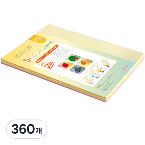 종이문화 스타일리쉬 시즌 혼합색지 Spring 80g 8절, 360개