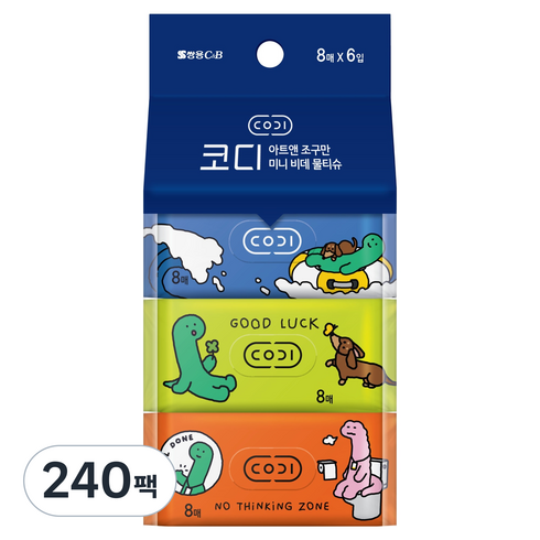 코디 아트앤 조구만 미니 비데 물티슈, 55g, 8매, 240팩