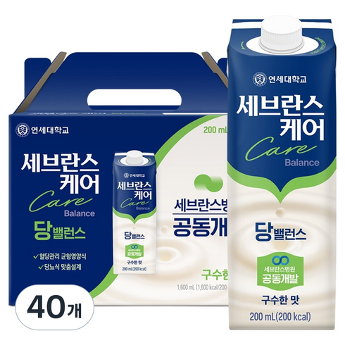 세브란스케어 연세대학교 당밸런스 균형영양식 구수한맛, 40개, 200ml