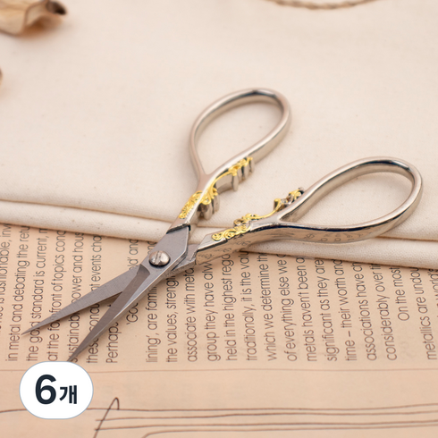 아트조이 DIY 펠트 펀치니들 겸용 빈티지 가위 11cm, 골드, 6개