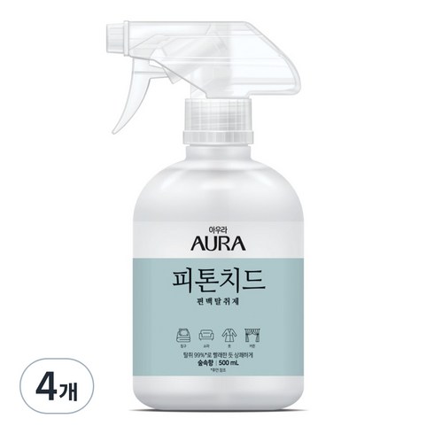 [비건라이프] 아우라 피톤치드 편백탈취제 숲속향 본품, 500ml, 4개