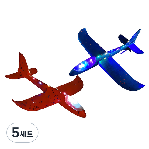 LED 에어글라이더 2종 비행기 작동완구, 레드 + 블루, 5세트